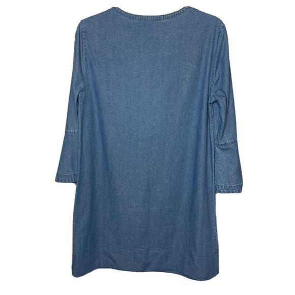 draper james dress Size 8 blue denim sleeveless ruffle top modest jean bell Slv - Picture 3 of 5